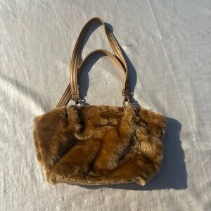 Y2K Brown Faux Fur Shoulder Bag
